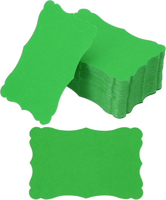 PATIKIL 3.7"x2.4" Blank Paper Business Cards, 120 Pack Small Index Flash Cards Words Message Note Card Mini Paper Tags Lace for DIY Gift, Green