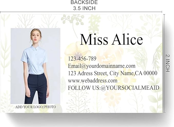 200/500Pcs Business Card Customization (Add Picture or Logo), Thick Coated Paper Business Card Double-sided Printing-2"x3.5" Inches (Color-K)