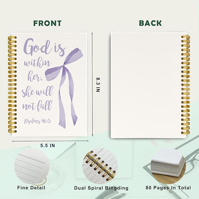 JKMBN Coqeutte Purple Bow Christian Bible Verse Journal for Teen Girls