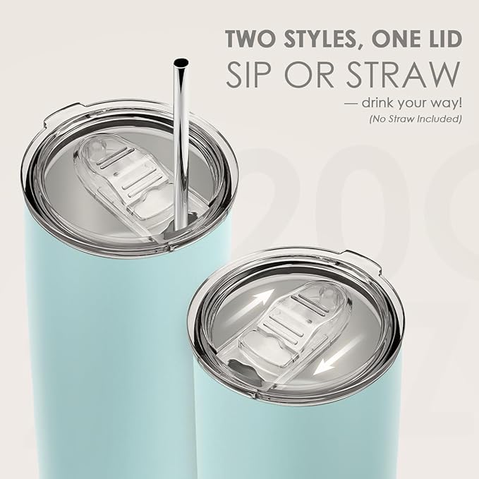 SANDJEST Stainless Steel Tumbler 20 oz, Double Wall Vacuum Insulated Mug with Lid, Travel Coffee Cup for Women Girls Friends Sisters, Birthday Christmas (Pale Turquoise)