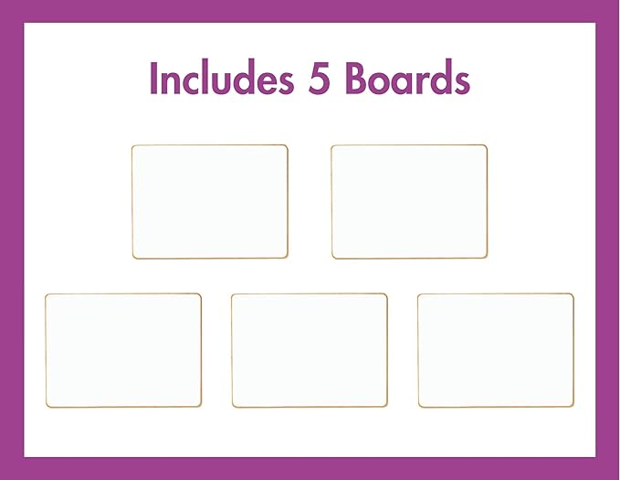 Double-Sided Magnetic Dry-Erase Board Blank/Blank, 12"L x 8.75"W Each, Set of 5. Magnetic Board for Kids/Small White Board/Small White Board Dry Erase/Mini Whiteboard/Magnetic Whiteboard. Item 735207