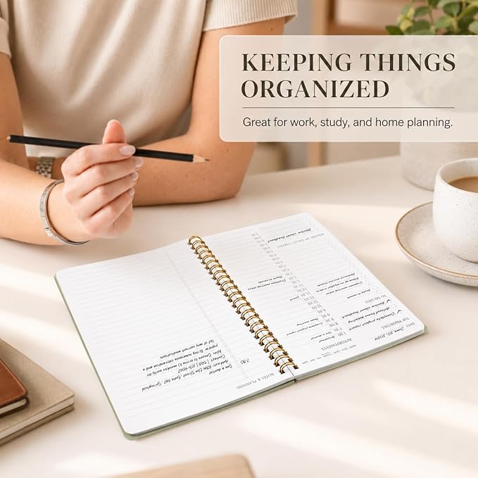 Daily Planner Undated - Simplified To Do List Notebook with Hourly Schedules, Spiral Appointment Organizer, 5.5" x 8.5", Easily Manage Your Tasks and Productivity - Green