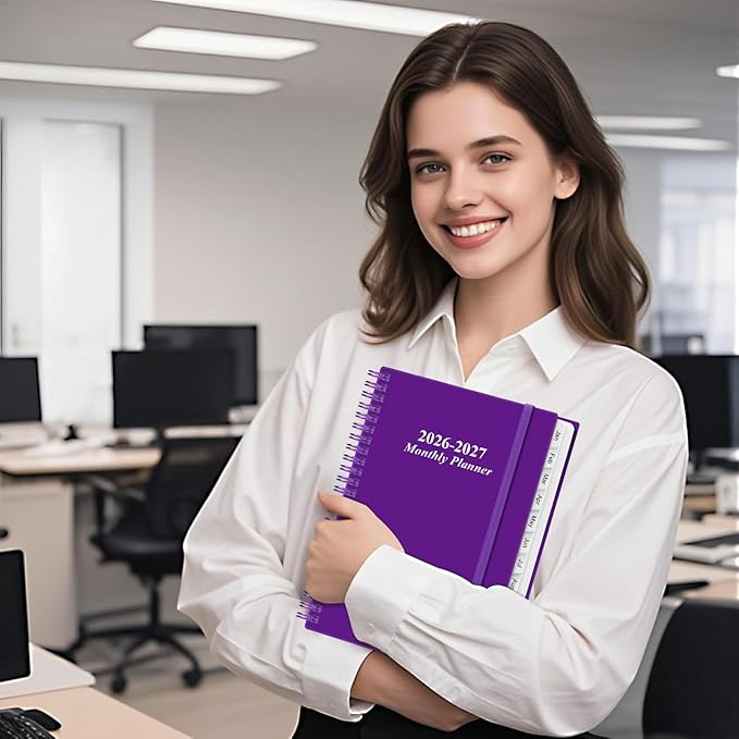 2026-2027 Monthly Planner - January 2026 - June 2027, Two Pages Per Month, 18 Monthly Calendar/Planner with Tabs, Inner Pocket, 6.4" x 8.5", Purple