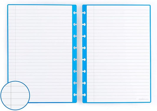 MODUBOOQ - 32 blue lined reusable duratech3 discbound pages - inserts with lines for smart notebook - A5