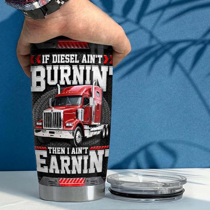 SANDJEST Truck Driver Tumbler 20oz Stainless Steel Insulated Travel Mug Cup for Men Dad Husband Trucker Gifts for Birthday Christmas Fathers Day