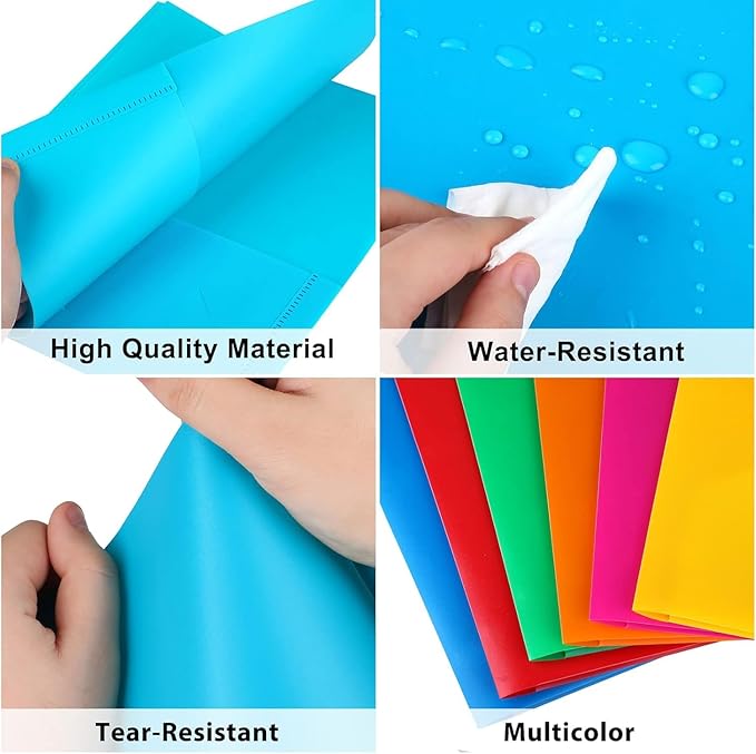 Plastic Folders with Pockets, 18 Color Heavy Duty Two Pocket Folder Business Card Holder for Office High School