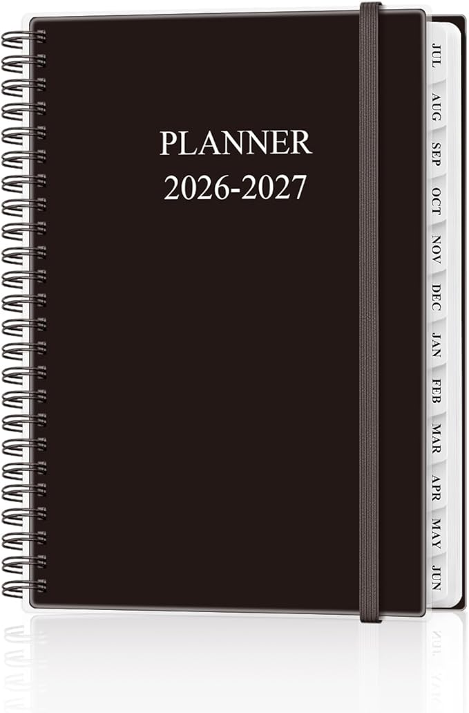 Academic Planner 2026-2027 - Weekly & Monthly Planner from July 2026 to June 2027, Agenda 2026 2027 with Inner Pocket, Elastic Band, 6.4" x 8.5", Black