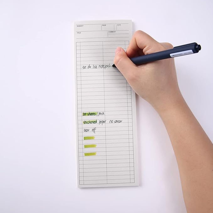 4 Pack To Do list Notepads, 9.8 × 3.5 inches Long Strip Notepad, College Ruled, Memo Pads for Planning, Tasks, Reminders, Home, Office, 50 Sheets Per Note Pads (Vertical Lined)
