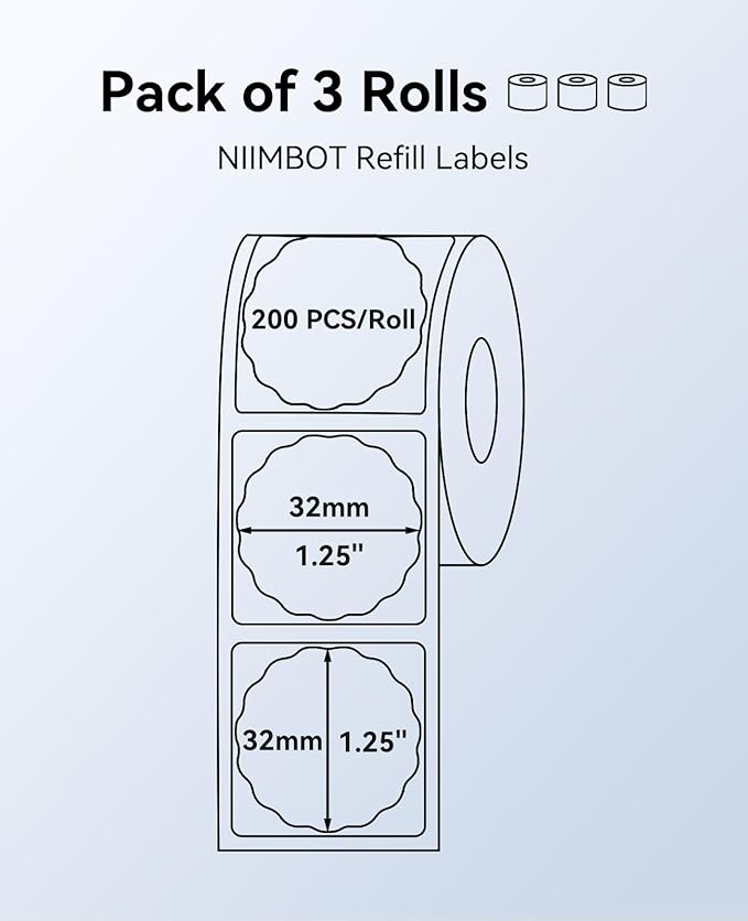 NIIMBOT Round Colorful Labels - 3 Rolls x 1.34'' (34x34mm), Food, Personalized, Home/School/Office