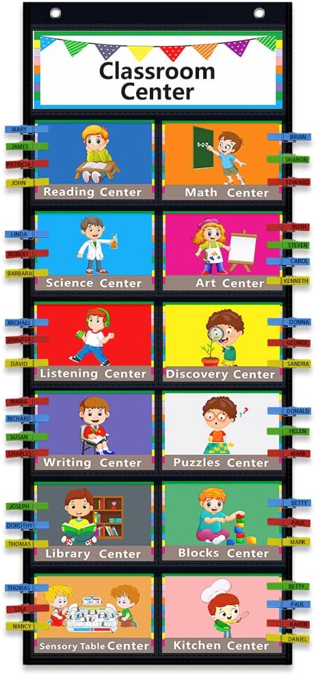 Class Jobs Pocket Chart Classroom Management Pocket Chart,Job Chart for Classroom, with 12 Cards and 32 Clothespins