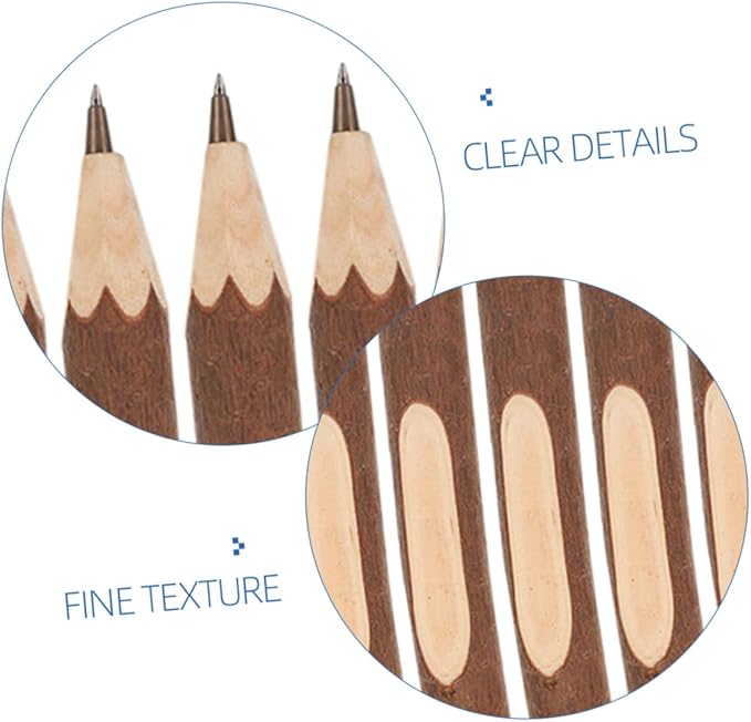 SEWACC Natural Wood Ballpoint Pens Set of 10 13cm Biodegradable Tree Bark Texture Writing Pens for Home and Office Multi-function Daily Accessories