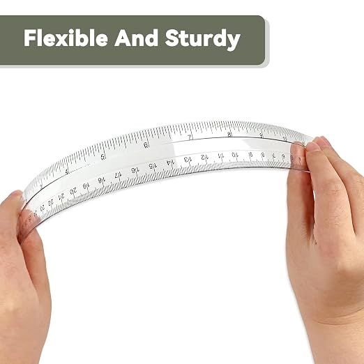 ZUFECY 4 Pack 12-inch Flexible Rulers, 30cm Bendable Translucent Plastic Ruler for School, Office, Art Drawing & Measuring Tools