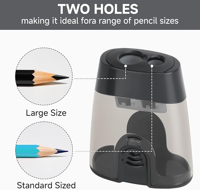 Eagle Manual Pencil Sharpener, 2 Holes, for Standard and Jumbo Color Pencils, 24×51×63 MM, Perfect for Kids, Pack of 2