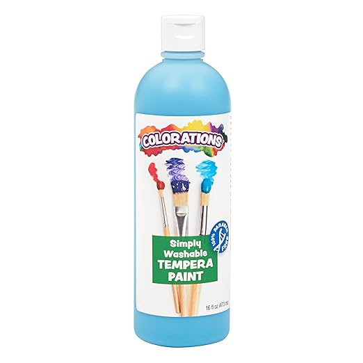 Colorations Washable Tempera Paint, 16 fl oz, Sky Blue, Non Toxic, Vibrant, Bold, Kids Paint, Craft, Hobby, Fun, Art Supplies