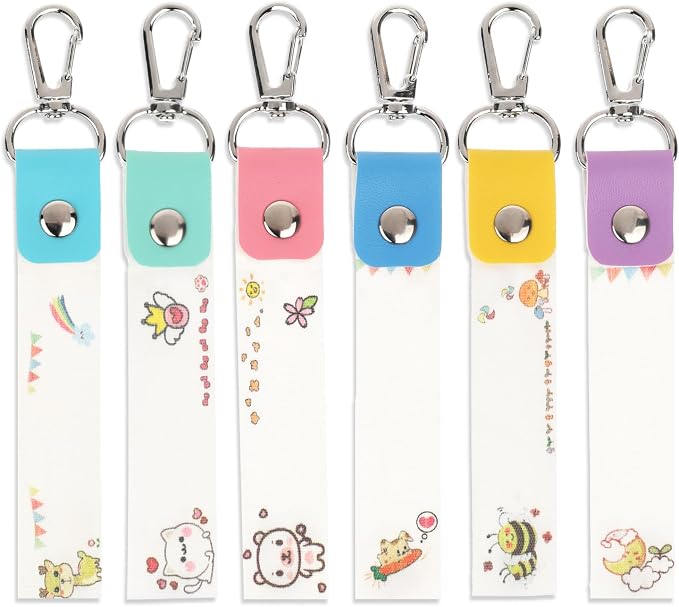 6 Pcs Personalized Name Tag Hooks for Kids Child ID Tags Backpack Name Tag Daycare Name Label Hooks for Backpacks Water Bottle (Cute Style)