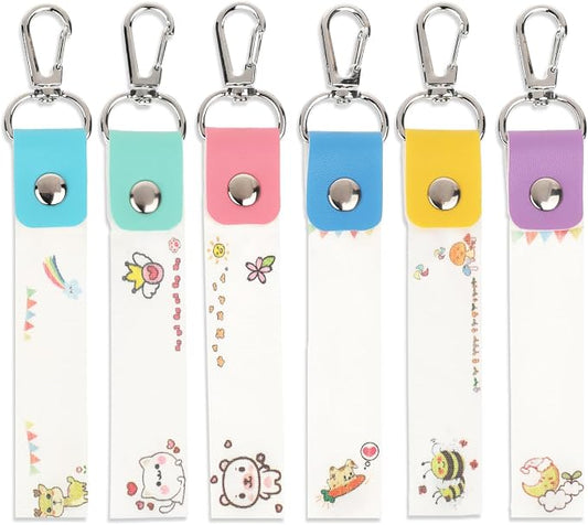 6 Pcs Personalized Name Tag Hooks for Kids Child ID Tags Backpack Name Tag Daycare Name Label Hooks for Backpacks Water Bottle (Cute Style)