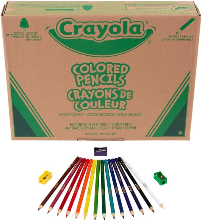 Crayola Colored Pencil Classpack (462ct), Teacher Appreciation Gifts, Classroom Must Haves, School Supplies, Bulk Colored Pencils, 14 Assorted Colors, Ages 3+