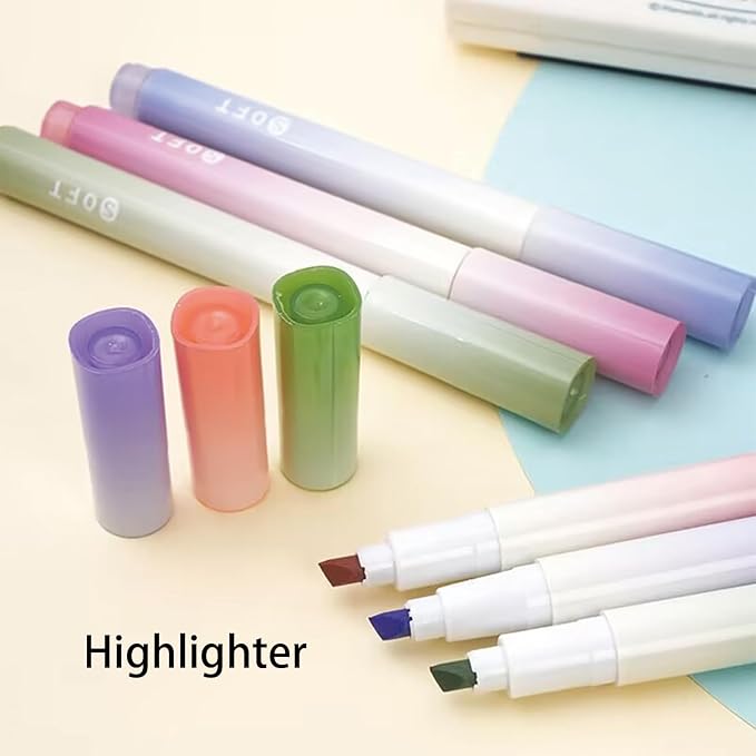 MOZXIRZ 9 Pcs Cute Blue Stationery Set Cat Paw School Supplies Kawaii Office Supplies Including Pens Highlighter Pencil Sharpener Eraser Correction Tape Ruler Sticky Flag Tabs (Gradient Blue)