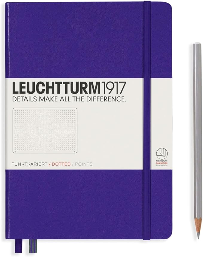 LEUCHTTURM1917 - Notebook Hardcover Medium A5-251 Numbered Pages for Writing and Journaling (Purple, Dotted)