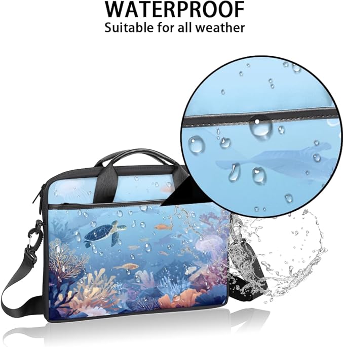 Blue Sea Turtle Laptop Sleeve Case for 13-15 inch Computer Bag Protective Laptop Handle Bag for Women Men