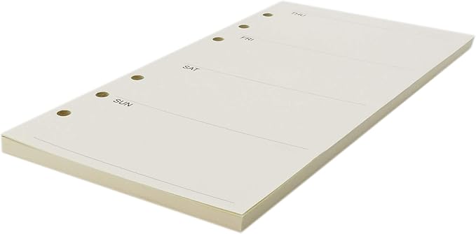 Zelten Refills/Loose Leaves for A6 Cover Ring Binder/Personal Organizer/Planner(A6 6 Holes, Weekly Plan)
