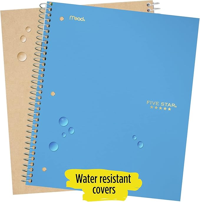 Five Star Spiral Notebook, 1 Subject, College Ruled Paper, 100 Sheets, 11" x 8-1/2", Yellow (73475)