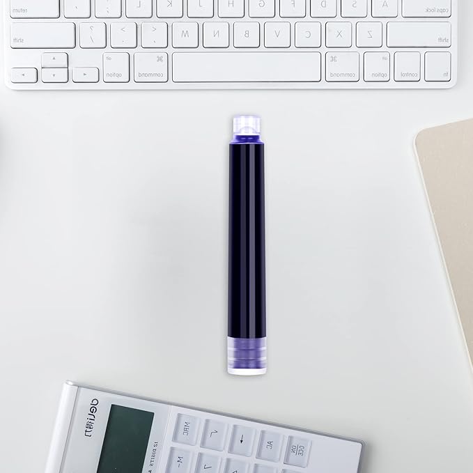 BEILUNER Fountain Pen Set Ink Cartridges Blue Color, Value Pack of 24 Refill Ink Cartridges, 2.6 mm Bore Diameter- Preppy Combo for Fine Writing