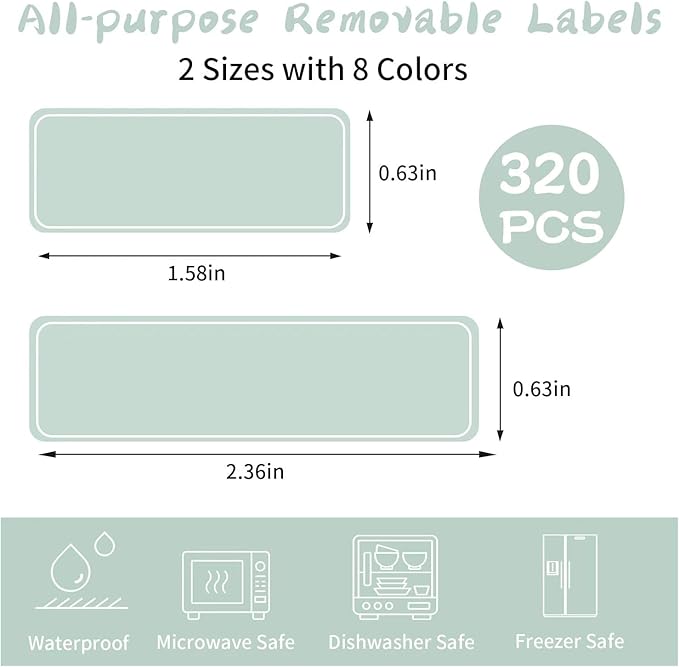 Self-Laminating Waterproof Water Bottle Labels - 320PCS Colored Write-on Name Label Stickers for Baby Daycare, Kids School Supplies and Home Organization