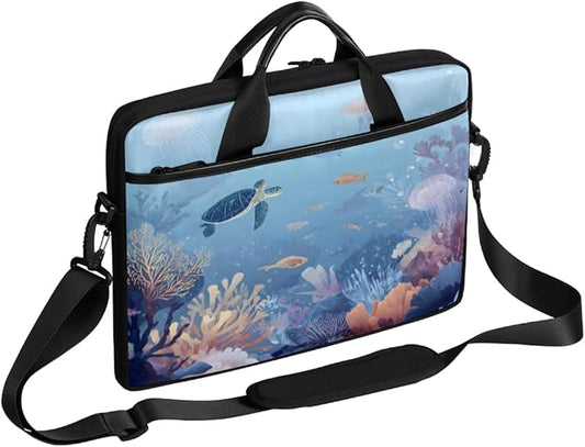 Blue Sea Turtle Laptop Sleeve Case for 13-15 inch Computer Bag Protective Laptop Handle Bag for Women Men