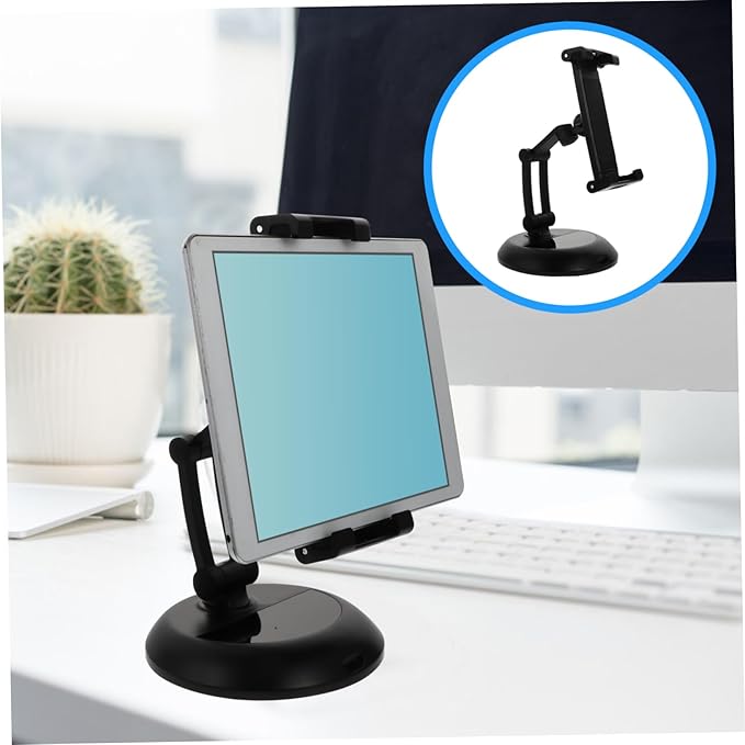 ARTIBETTER Desktop Phone Holder Stand for Tablets and Phones Stable Multi Angle Support Rack for Video Chat Study and Indoor Viewing Portable Black Bracket for Flat Surfaces