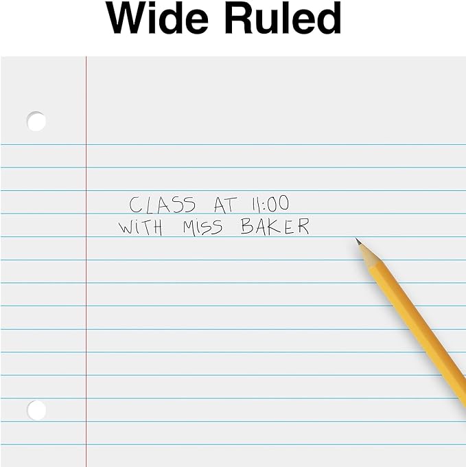 STAPLES Wide Ruled Filler Paper, 8” x 10.5”, 120 Sheets/Pack, 36‑Pack