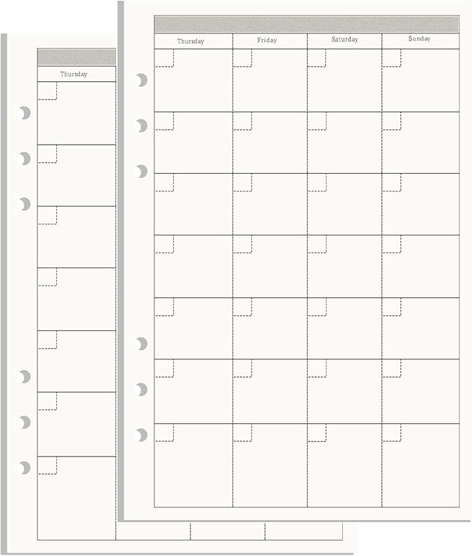 NatSumeBasics A5 Refills Paper 5" x 8" Undated Monthly Binder Planner Inserts 90 Sheets 6 Holes Pocket Notebook Papers for Personal Travel Journal Diary (2 A5 Monthly)