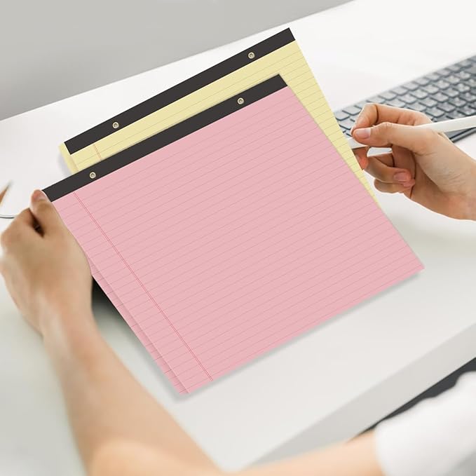 Yaridar (5 Pads 11" x 9.5" Legal Pads College Ruled Notepad, Colored Lined Paper Pads, 50 Sheets/Pad, Colors Pastel Writing Pads for School Office