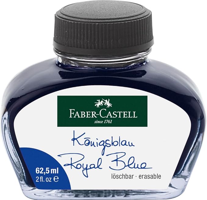 Faber-Castell Blue Erasable Fountain Pen Ink, 62.5ml Bottle