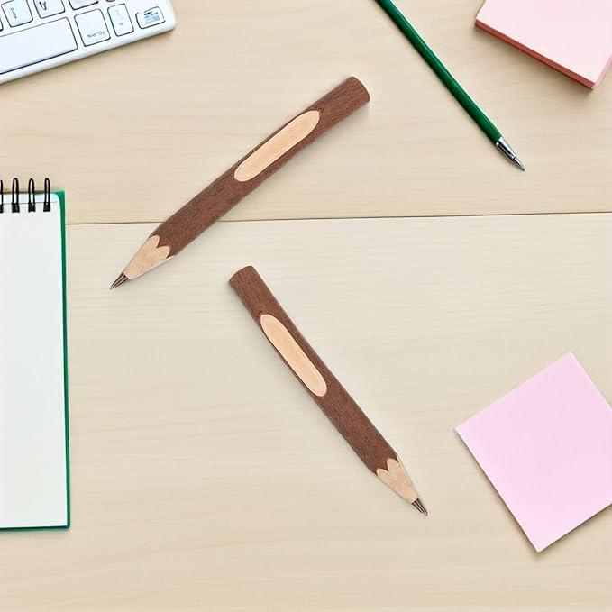 SEWACC Natural Wood Ballpoint Pens Set of 10 13cm Biodegradable Tree Bark Texture Writing Pens for Home and Office Multi-function Daily Accessories
