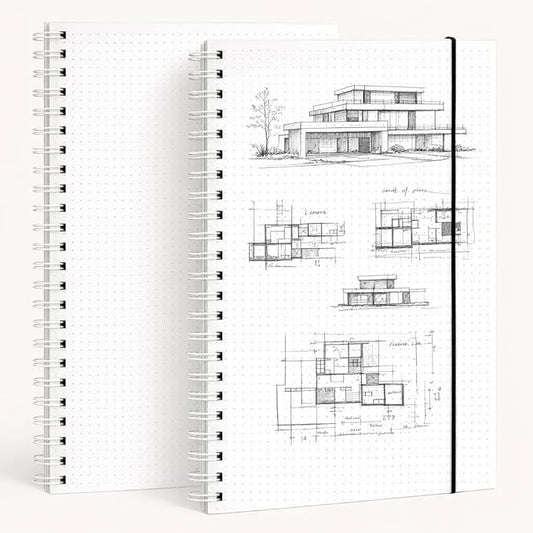 BESARME 80 Sheets A4 Dot Grid Spiral Notebook, 2PCS Dotted Notebook 8.5" × 11" College Ruled Grid Notebooks for School Office