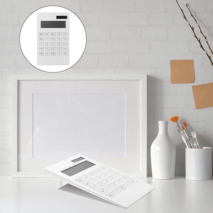 Toddmomy Ultrathin Solar Calculator with Large Keys Portable Electronic Calculator for Office Use White