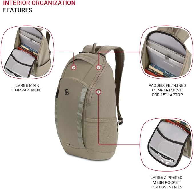 SwissGear 8117 Laptop Backpack, Olive, 17.75 In