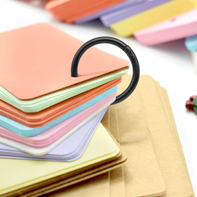 210 Pcs 1-1/3 Inch Plastic Binder Rings, Loose Leaf Binder Book Rings, Black Index Card Rings Binder Clip Rings for Flash Cards, Key Rings, Index Cards, Paper (35mm)