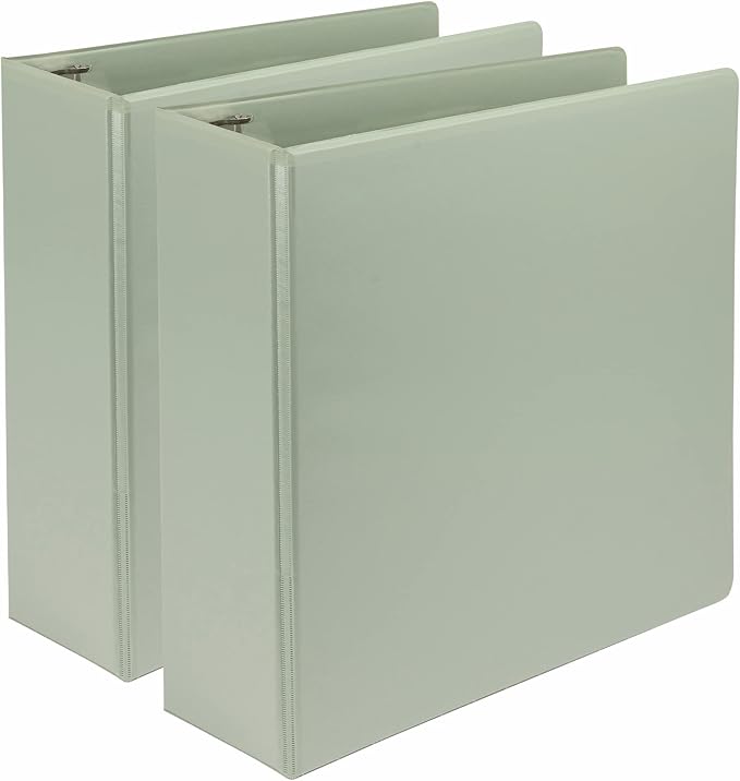 Samsill Plant-Based 3 Inch Durable D-Ring, View Binder, Eco-Friendly, USDA Certified Biobased, 2 Count,Pack of 1, Sage Green