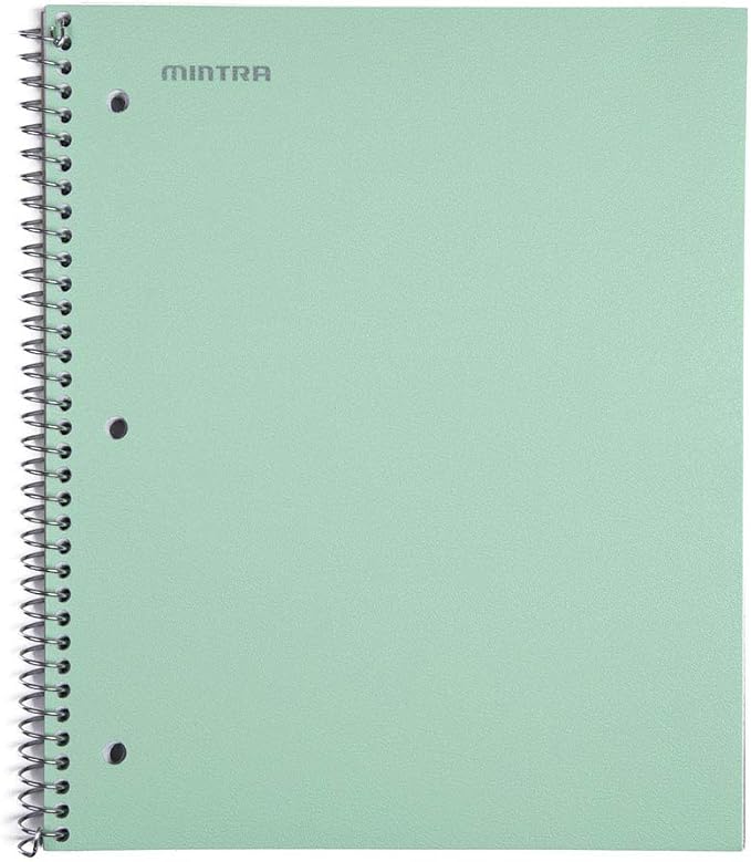 Mintra Office Durable Spiral Notebooks, 1 Subject, (Salmon, Sage Green, Lavender, Wide Ruled 3pk) - 100 Sheets, Poly Pocket, Moisture Resistant Cover, School, Office, Professional