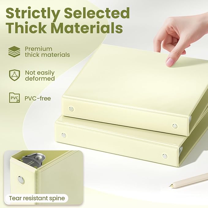 SUNEE 3 Ring Binder 1 Inch 2 Pack, Clear View Binder Three Ring PVC-Free (Fit 8.5x11 Inches) for School or Office Supplies, Yellow