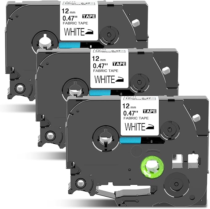 COLORWING Fabric Tape Replacement for Brother Iron On Label Tape TZe-FA231 TZ 12mm 0.47" White, for Brother Ptouch PTD400 PTD210 PT-1280 Label Maker, 3-Pack