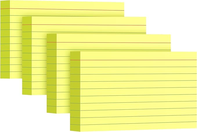 YIZUUN Yellow Index Cards 3x5, 200 Pack, Ruled Index Cards, Flash Cards for Studying, Heavy Note Cards for Office, Home and School, 4 Packs of 50