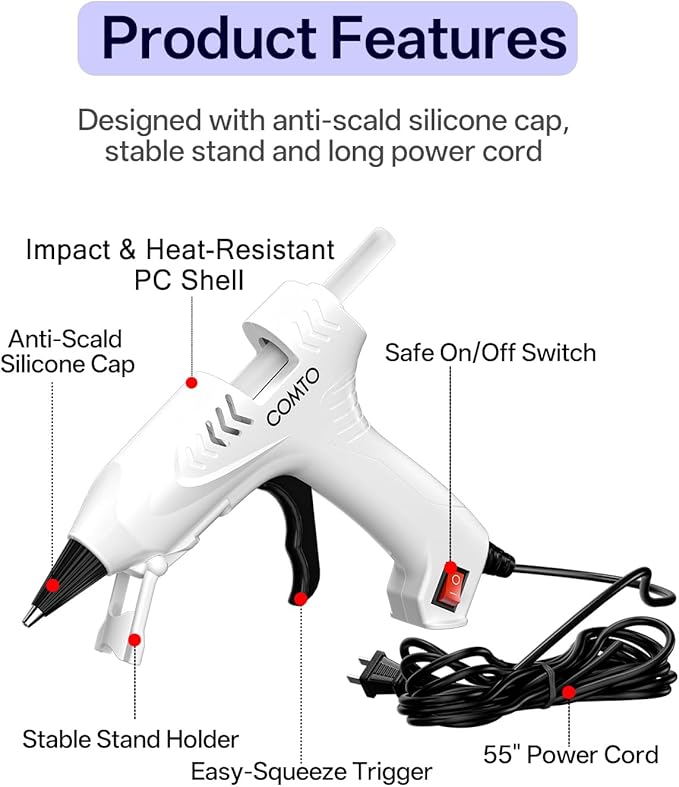 Hot Glue Gun Kit with 30 Sticks, 20W Fast Preheating Mini Hot Glue Gun and Sticks Set for School Crafts DIY Arts and Quick Home Repairs, White
