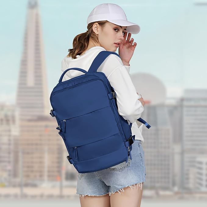 coowoz Travel Backpack for Women Men,Carry On Backpack,Hiking Backpack Outdoor Sports Rucksack Casual Daypack Travel Essentials Royal Blue
