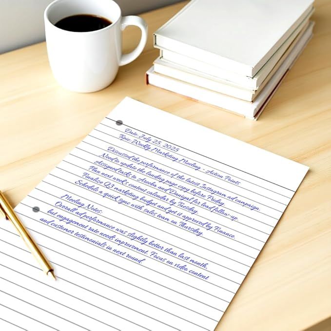 Loose Leaf Paper, 50 Sheets, Wide Ruled Filler Notebook Paper, 8" x 10.5", Bulk Notebook Papers,3 Hole Punched Loose Leaf Paper for 3 Ring Binders,Loose Leaf Office Paper, (White)