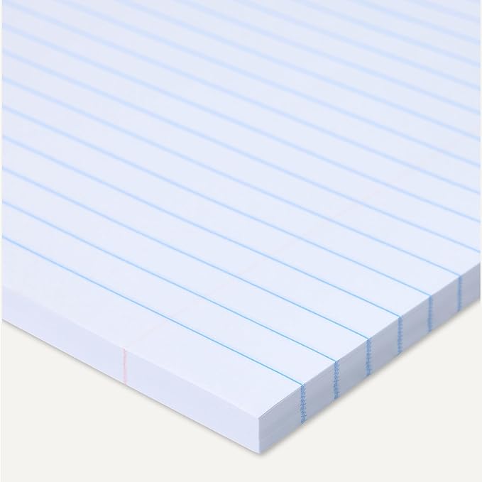 Amazon Basics Wide Ruled Loose Leaf Paper, 10.5" x 8", 100 Sheets, White, 6-Pack