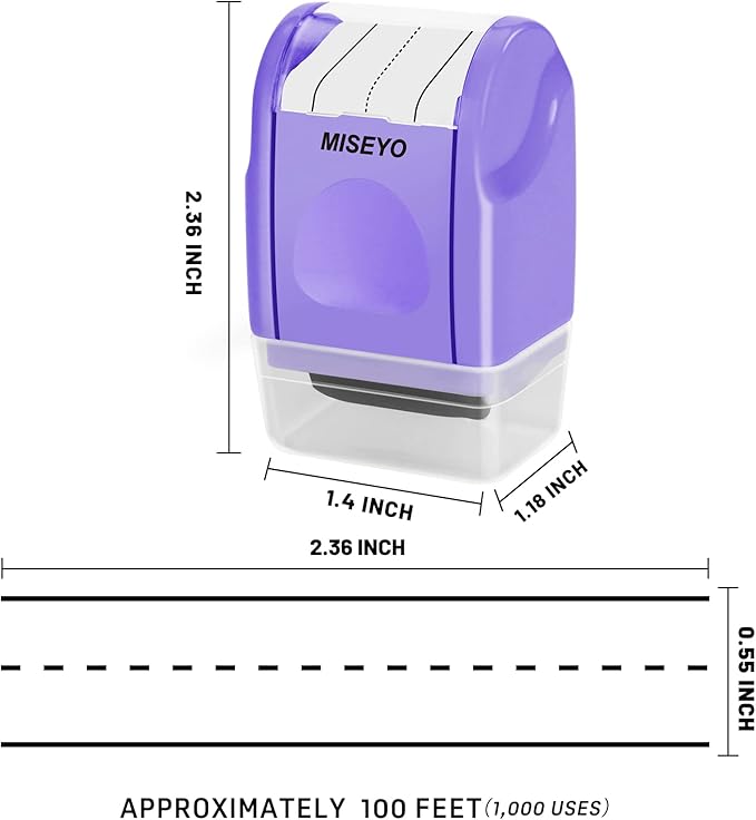 Miseyo Dashed Handwriting Lines Practice Roller Stamp,Self-Inking Line Rolling Stamps for Kids Writing - Purple