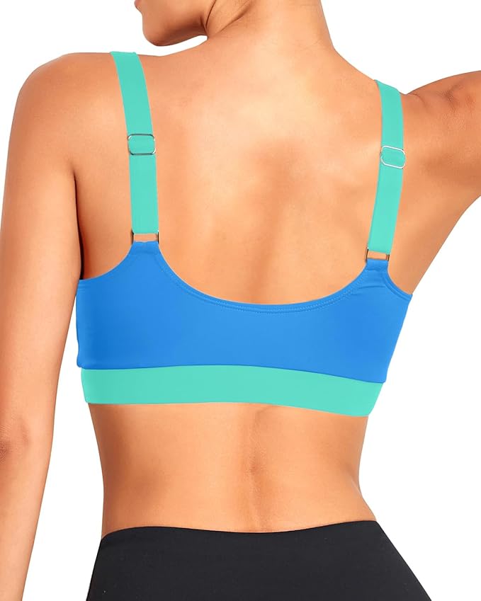 Tempt Me Women Sports Bra Bikini Tops Scoop Neck Bathing Suits Top Padded Swim Crop Tops Only
